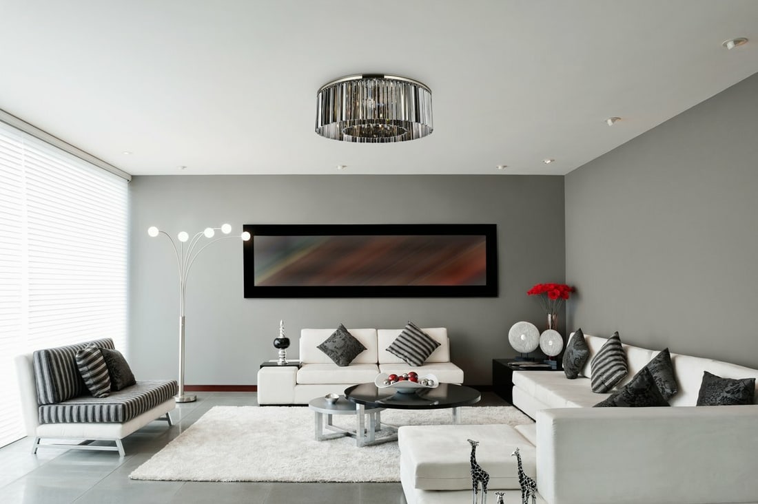Crystal 10 Light Flush Mount Chandelier Polished Nickel Sydney (1 of 8)