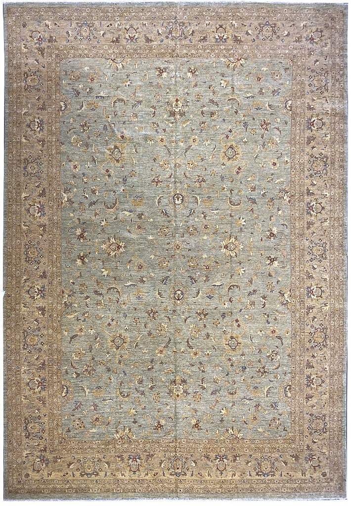 Oversized 13.7 x 18.11 Light Green Chobi Peshawar Ziglar Rug: Oversized 13.7 x 18.11 Light Green Chobi Peshawar Ziglar Rug Free continental US Shipping Enhance your living space with this stunning Light Green Neutral Chobi Peshawar Rug. Measuring 13.7 x 18.11 fe