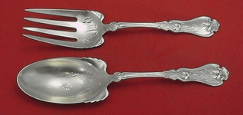 Whiting Violet Sterling Silver 2-Piece Salad Serving Set with Floral Design: Whiting Violet Sterling Silver 2-Piece Salad Serving Set with Floral Design This exquisite 2-piece salad serving set from Whiting features the elegant Violet pattern, crafted from high-quality sterlin