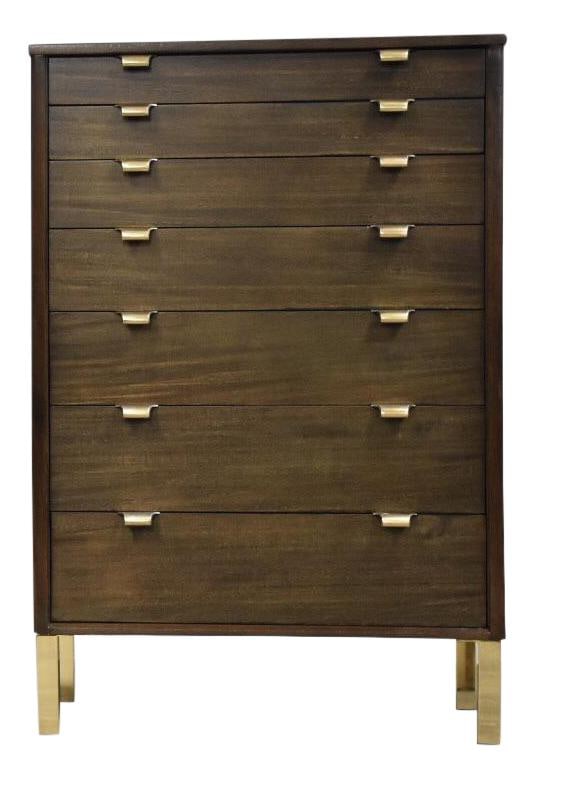 Edward Wormley Ebonized Tall Dresser with Brass Pulls: Edward Wormley Ebonized Tall Dresser with Brass Pulls Discover the elegance of mid-century modern design with this tall ebonized dresser, expertly crafted by Edward Wormley for Drexel. This stunning p