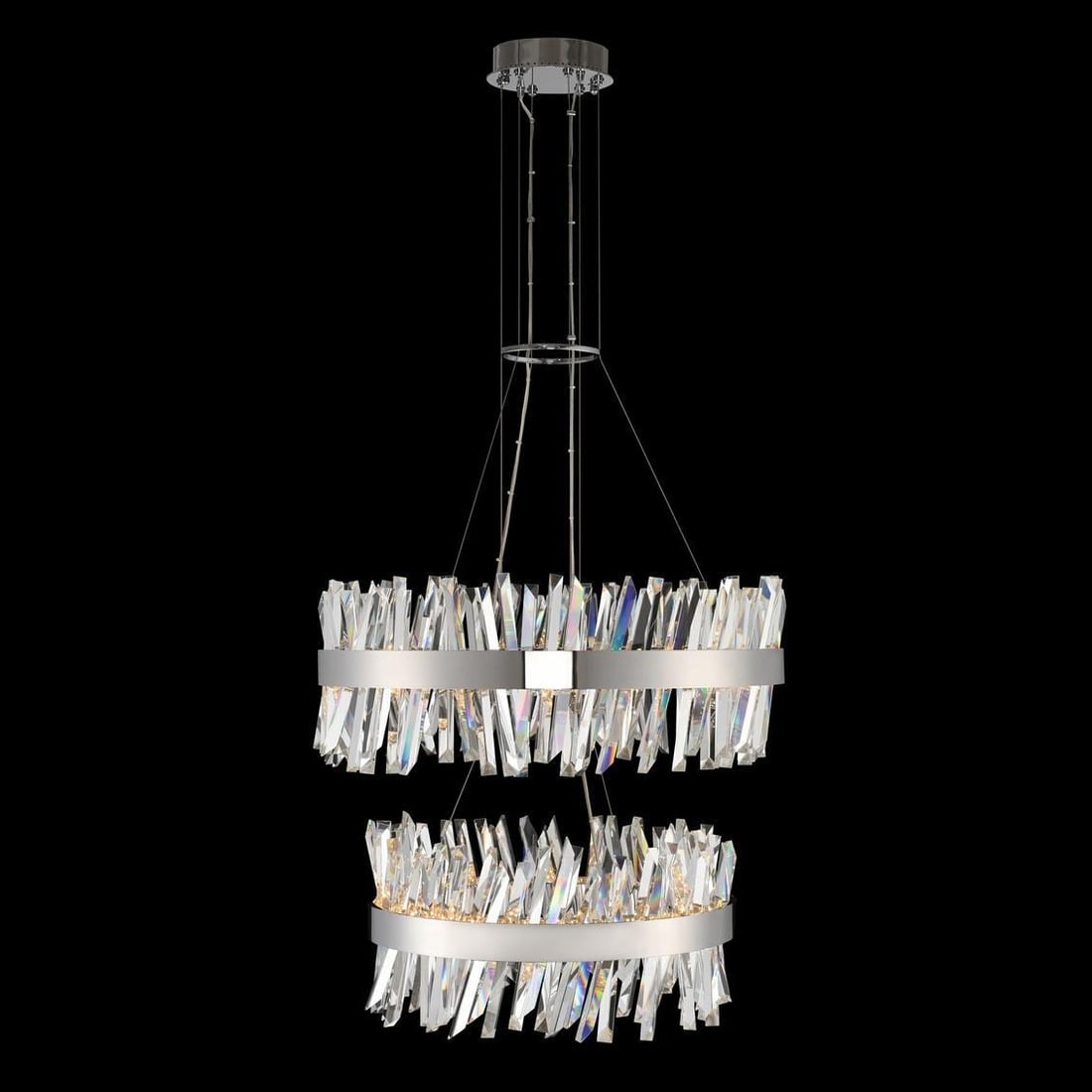 Kalco Glacier Chrome LED Pendant Light 2-Tier Contemporary Design (1 of 1)