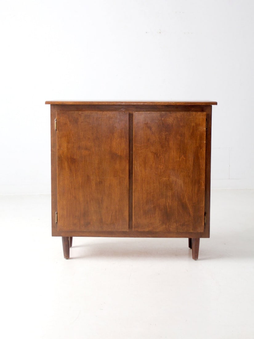 Mid-Century Wooden Console Cabinet with Double Doors and Shelves (1 of 9)