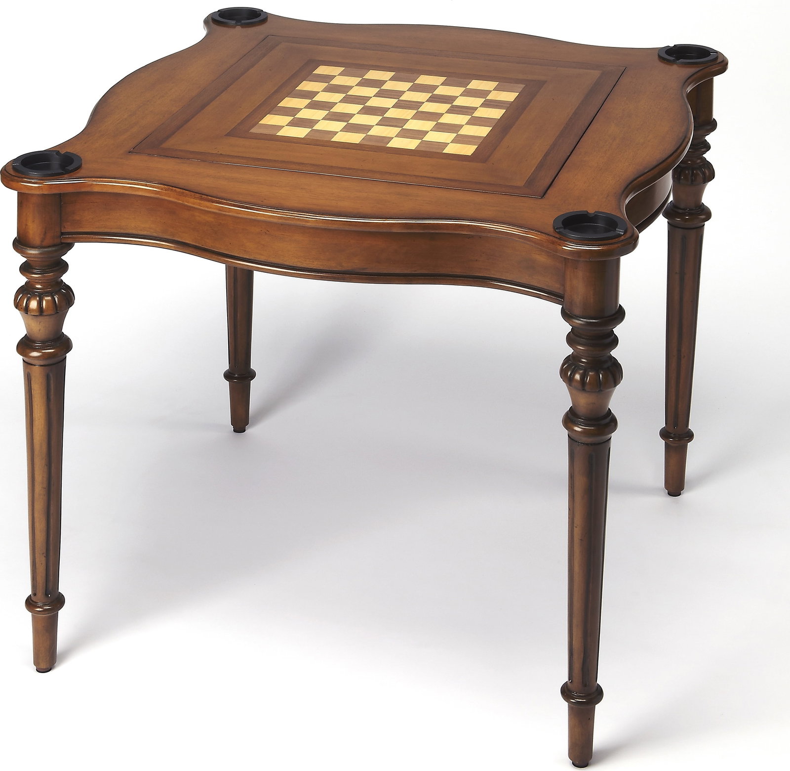 Cherry Brown Eastwick Game Table by Butler: Cherry Brown Eastwick Game Table by Butler Introducing the Stylish Eastwick Game Table, a perfect blend of antique charm and modern functionality. This square game table is designed in the English Tra