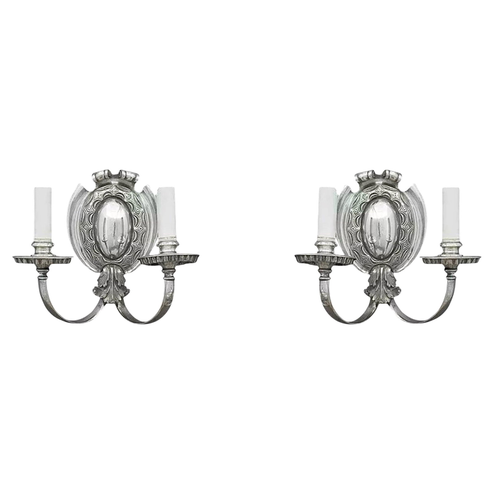 Set of 2 Regency Style Silvered Bronze Two-Arm Wall Sconces (1 of 5)