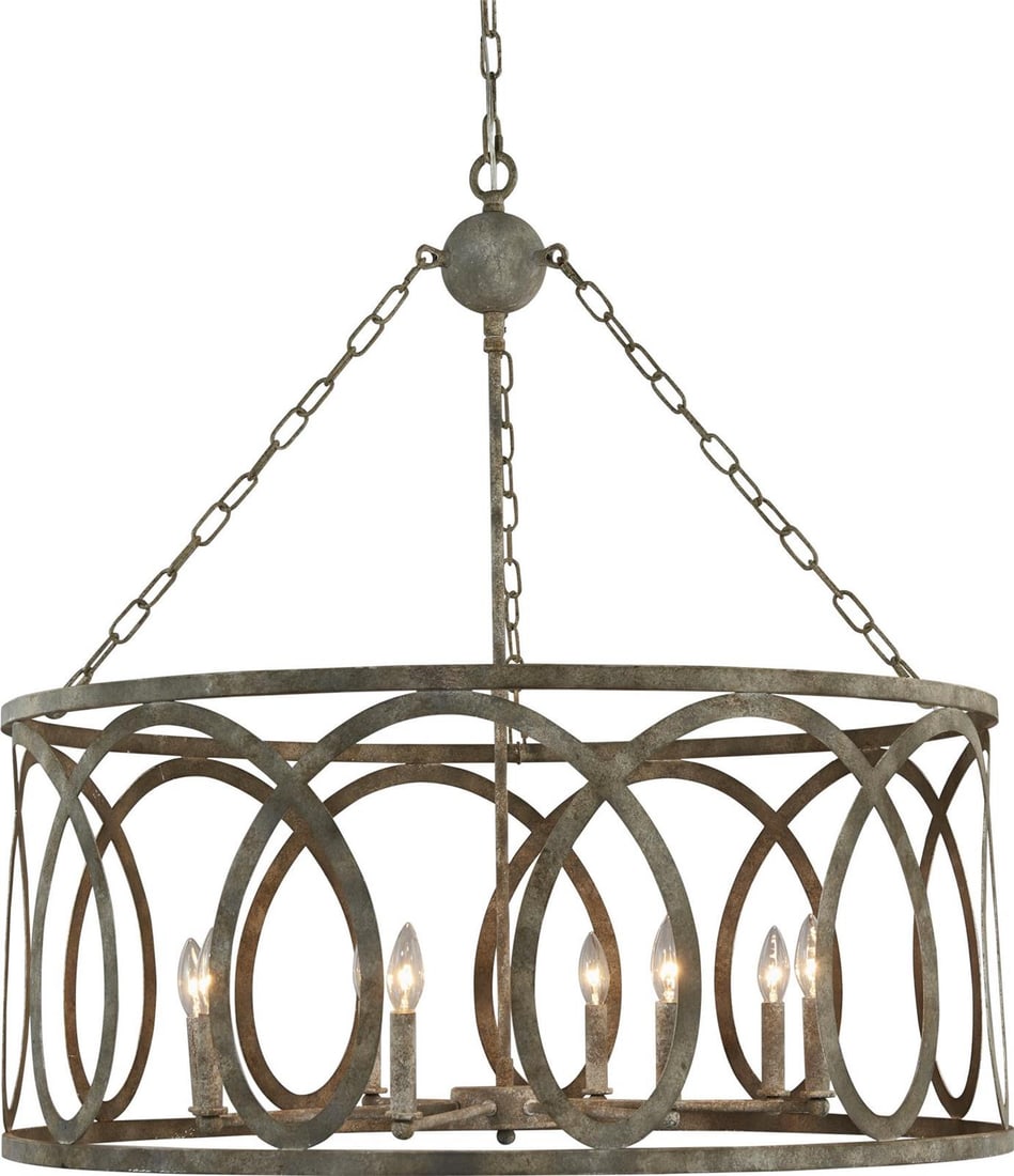 Terracotta Palma Large Round Chandelier Washed Gray UL-Listed (1 of 2)
