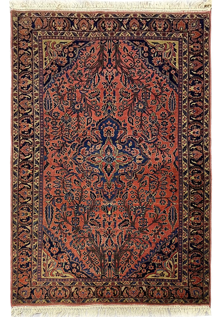 Antique Persian Sarouk Mohajeran Rug 4.7 x 7.5 Hand-Knotted 1930s: Antique Persian Sarouk Mohajeran Rug 4.7 x 7.5 Hand-Knotted 1930s Free continental US Shipping Transform your space with this exquisite 4.7 x 7.5 Antique Persian Sarouk Mohajeran Rug from the 1930s. H