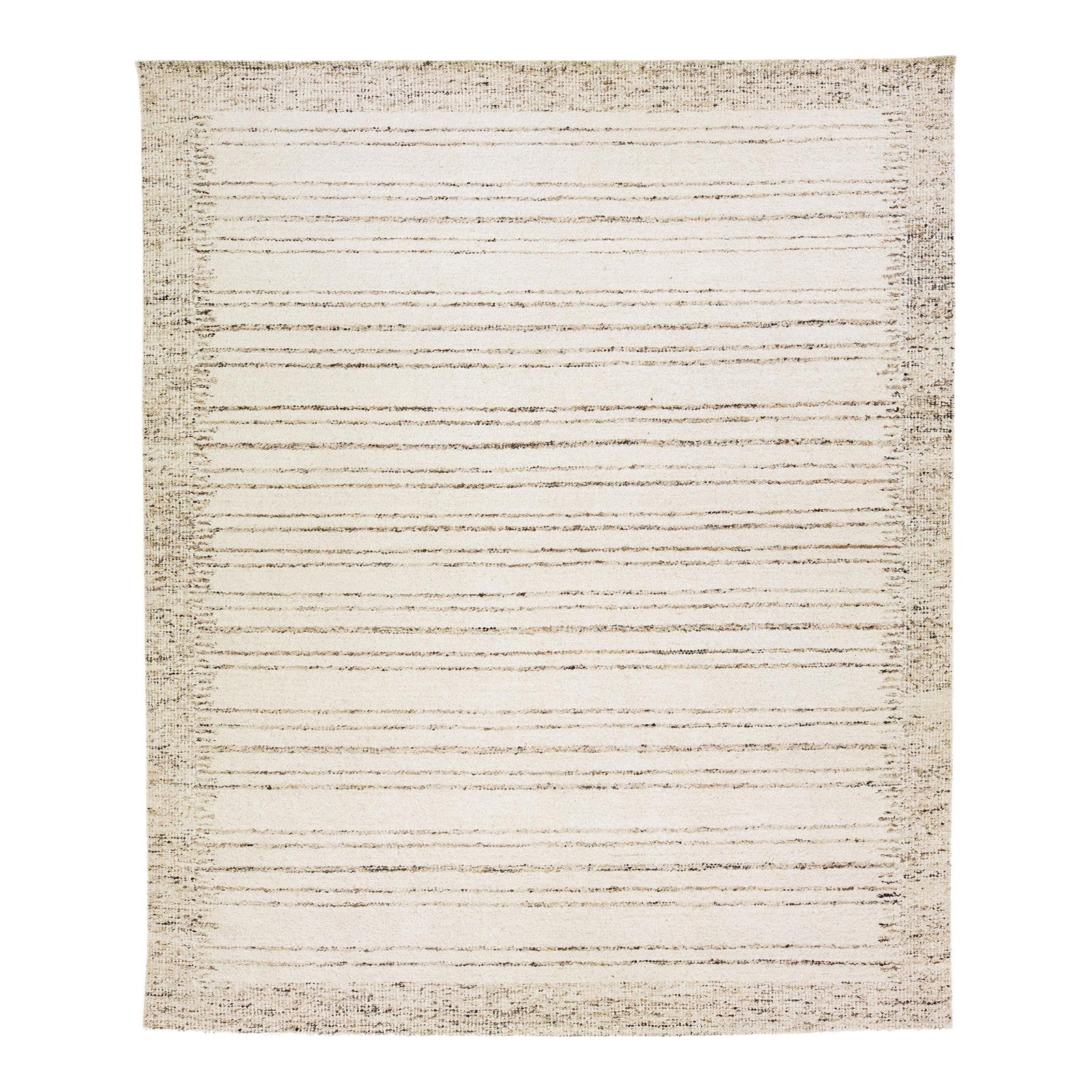 Beige Handmade Oversize Wool Rug Modern Moroccan Stripe Design 12' x 15' (1 of 8)