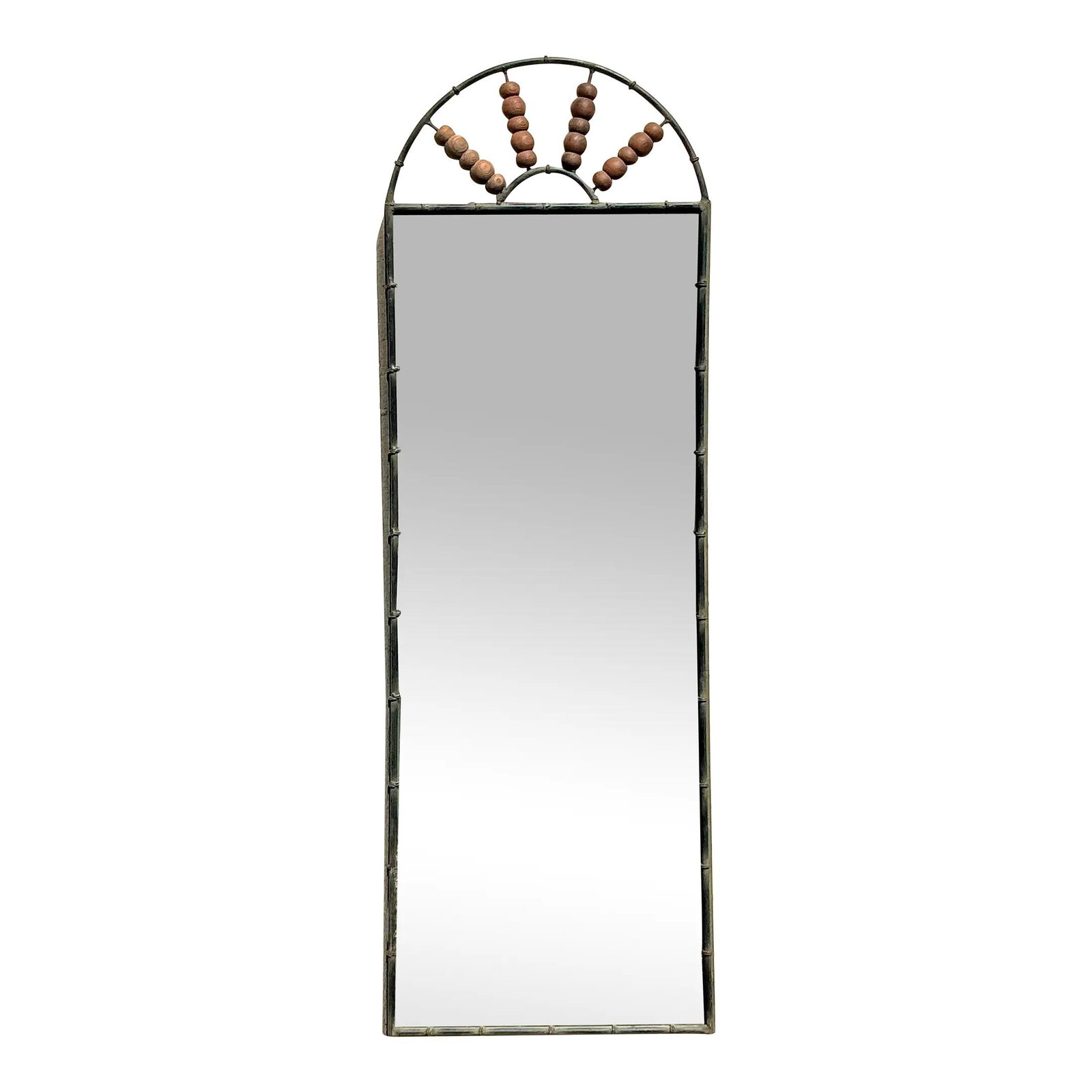 Vintage Boho Arched Toggle Mirror Charcoal Wood Metal 23x68.5 (1 of 6)