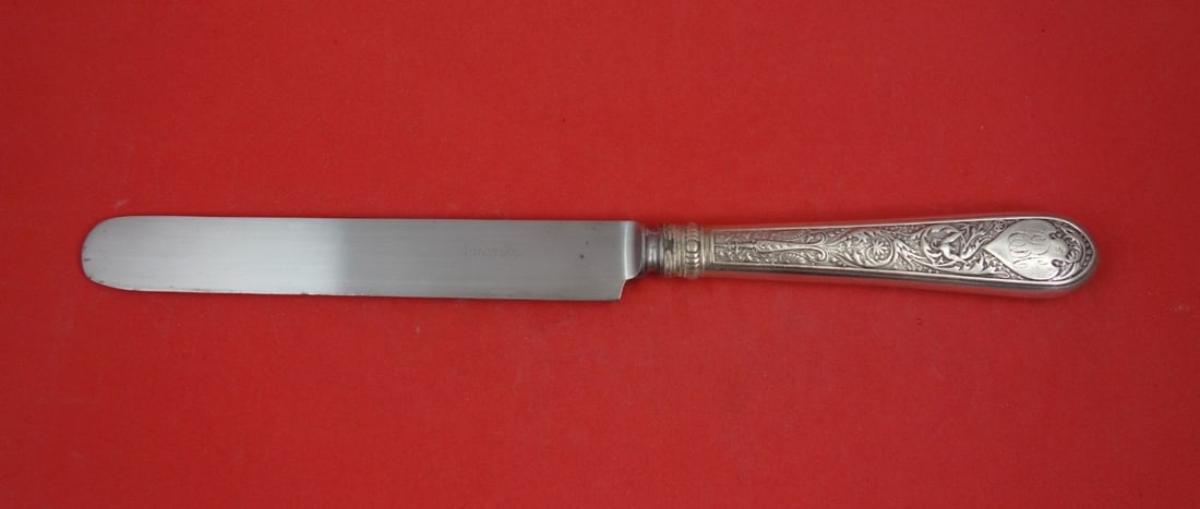 Gorham Raphael Sterling Silver Banquet Knife 10 7 8 Inch: Gorham Raphael Sterling Silver Banquet Knife 10 7 8 Inch This is a Gorham banquet knife from the Raphael pattern, featuring a sterling silver hollow handle and a stainless steel blunt blade. The knife