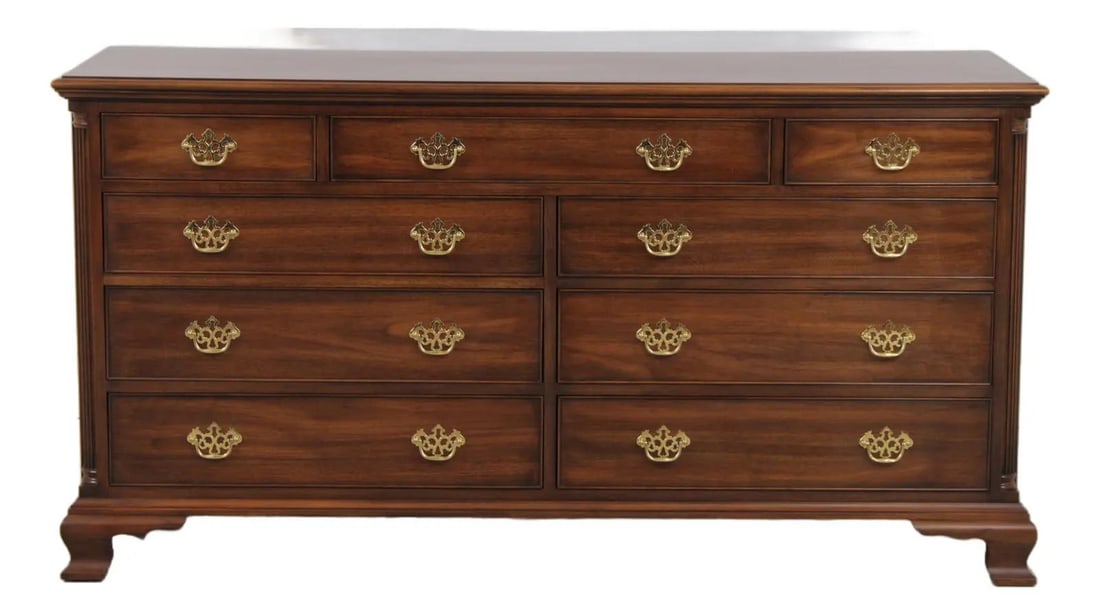 Chippendale Style Walnut Dresser with Brass Hardware by Henkel Harris Model 166 (1 of 10)