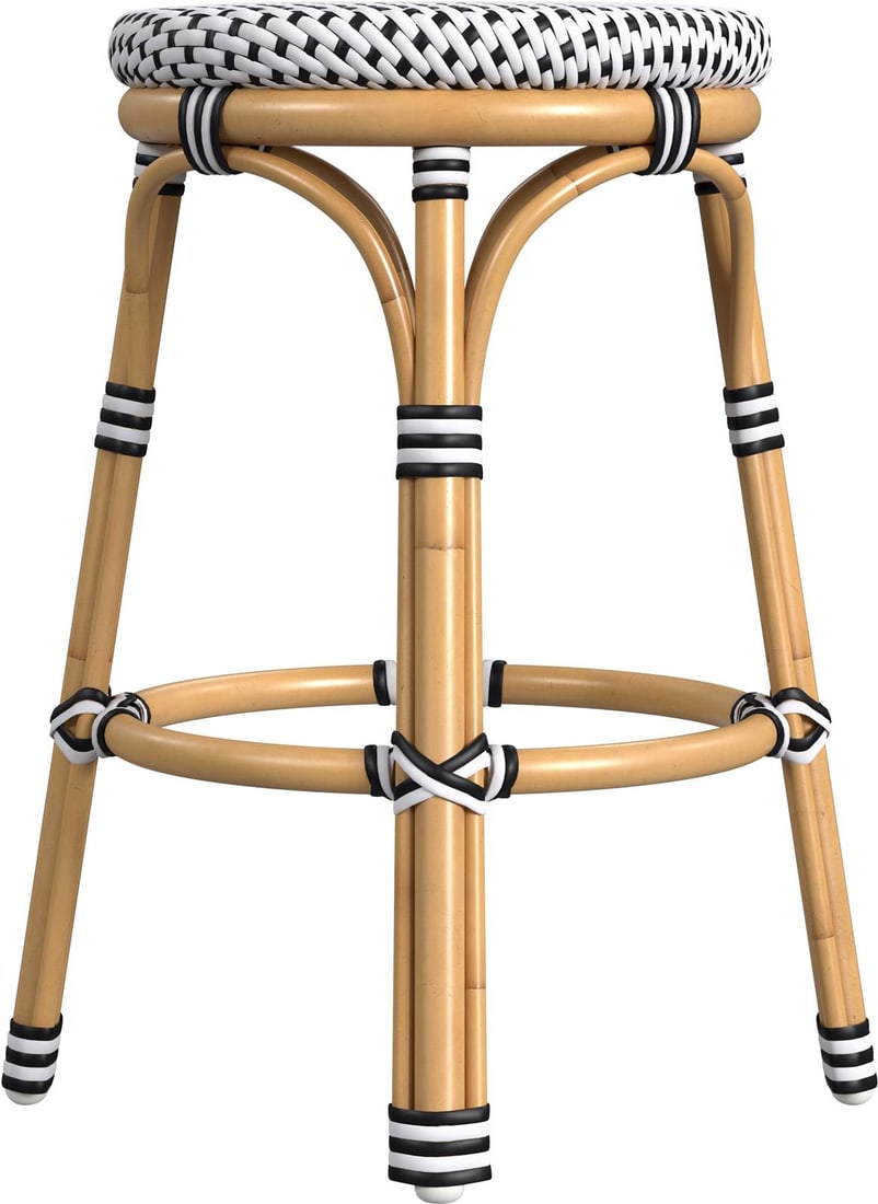 Butler Tobias White Aluminum Rattan Counter Stool 24 Inches: Butler Tobias White Aluminum Rattan Counter Stool 24 Inches The Butler Tobias Indoor/Outdoor Counter Stool combines style and functionality, making it perfect for both indoor and outdoor settings. Thi