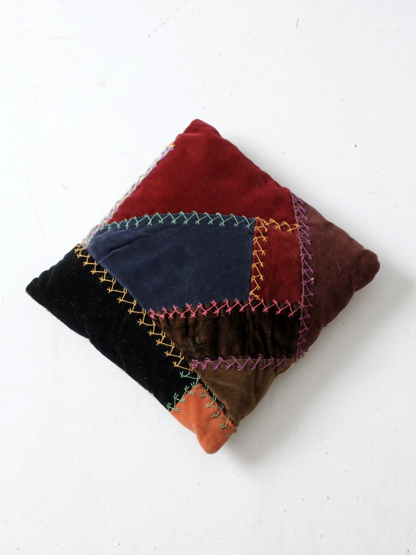 Victorian Crazy Quilt Decorative Pillow 11x11 Inch (1 of 7)