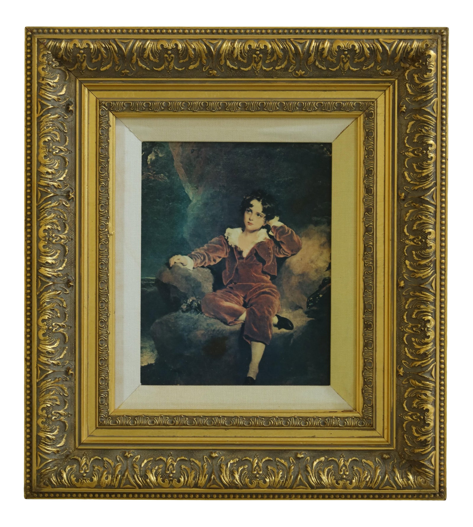 Ornate Gold Framed Canvas Art Decorative Piece: Ornate Gold Framed Canvas Art Decorative Piece This exquisite piece of art captures the essence of the 1990s with its elegant gold frame and decorative canvas. The ornate quality frame enhances any de