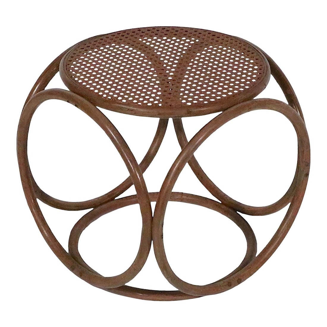 Thonet Style Round Bentwood Ottoman Foot Stool Brown C 1950s (1 of 10)