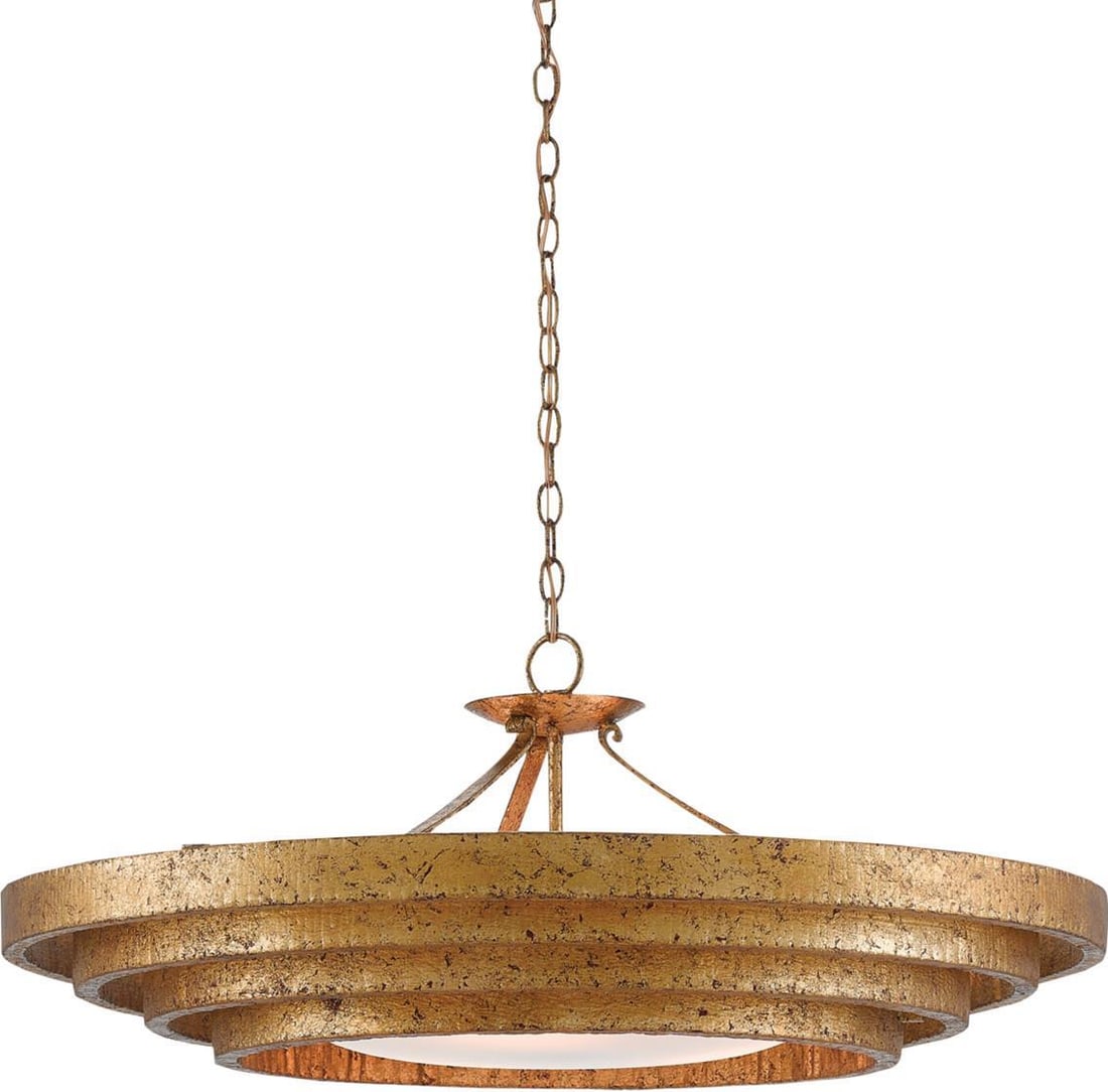 Currey Belle Chandelier Gold Leaf White Glass Contemporary Lighting (1 of 2)