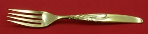 Towle Southwind Vermeil Sterling Silver Fork 7.5 Inch Gold Finish: Towle Southwind Vermeil Sterling Silver Fork 7.5 Inch Gold Finish This elegant Southwind Vermeil fork, crafted by Towle, showcases a timeless design in sterling silver with a beautiful gold vermeil fi