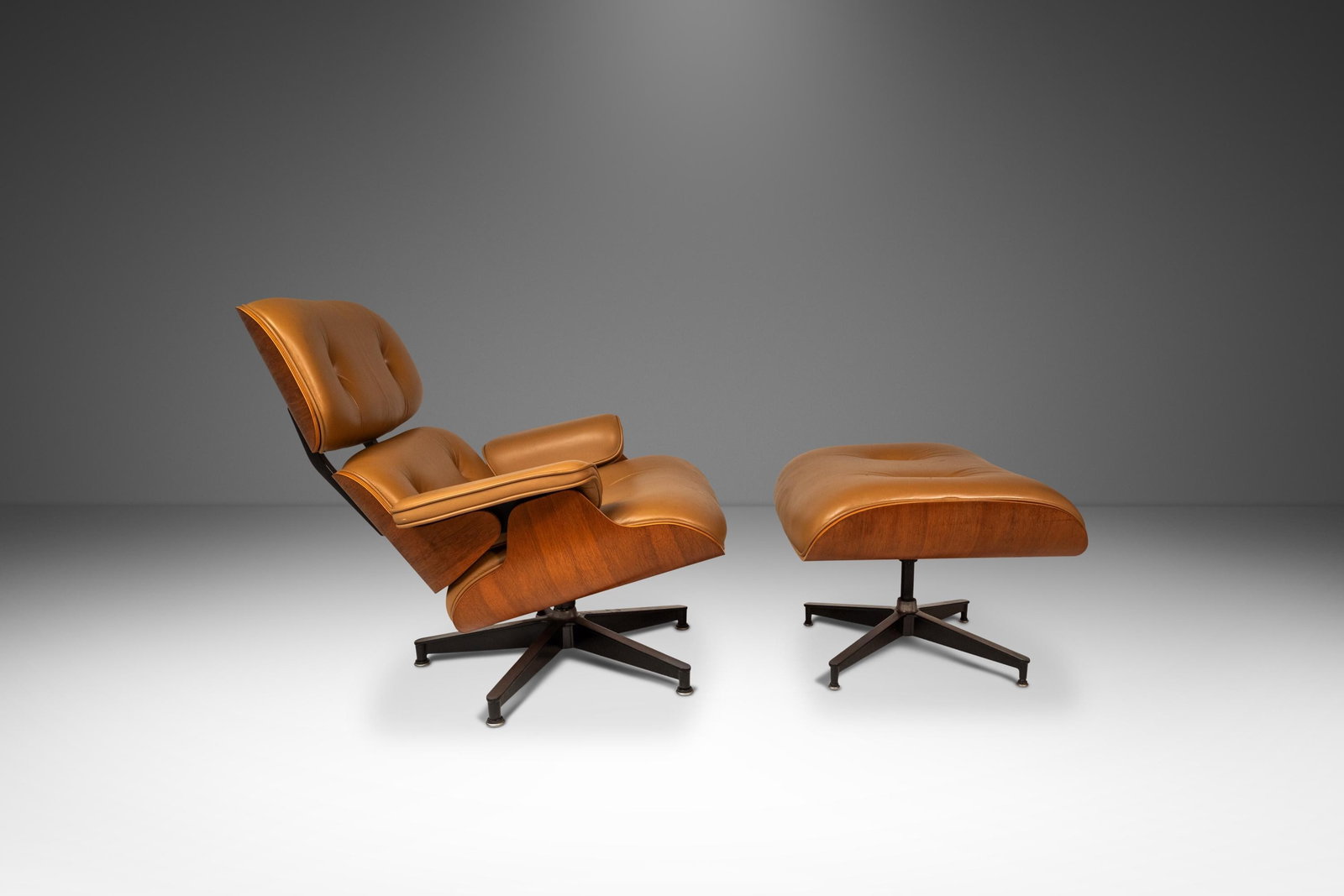 Eames Lounge Chair Model 670 & Ottoman Model 671 Cognac Leather White Oak 2007 (1 of 18)
