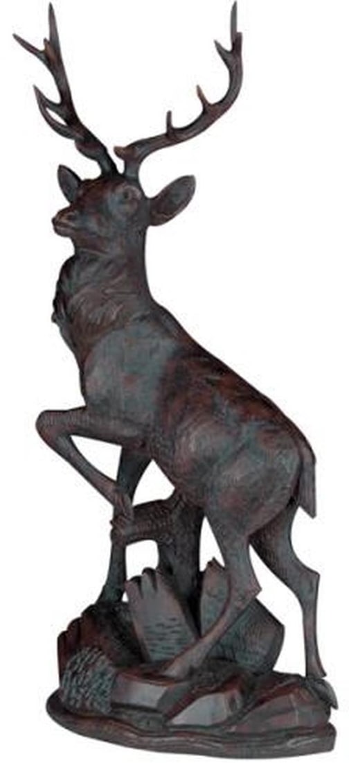 Lodge Style Oxblood Red Resin Deer Sculpture 21H 10W 5D (1 of 1)