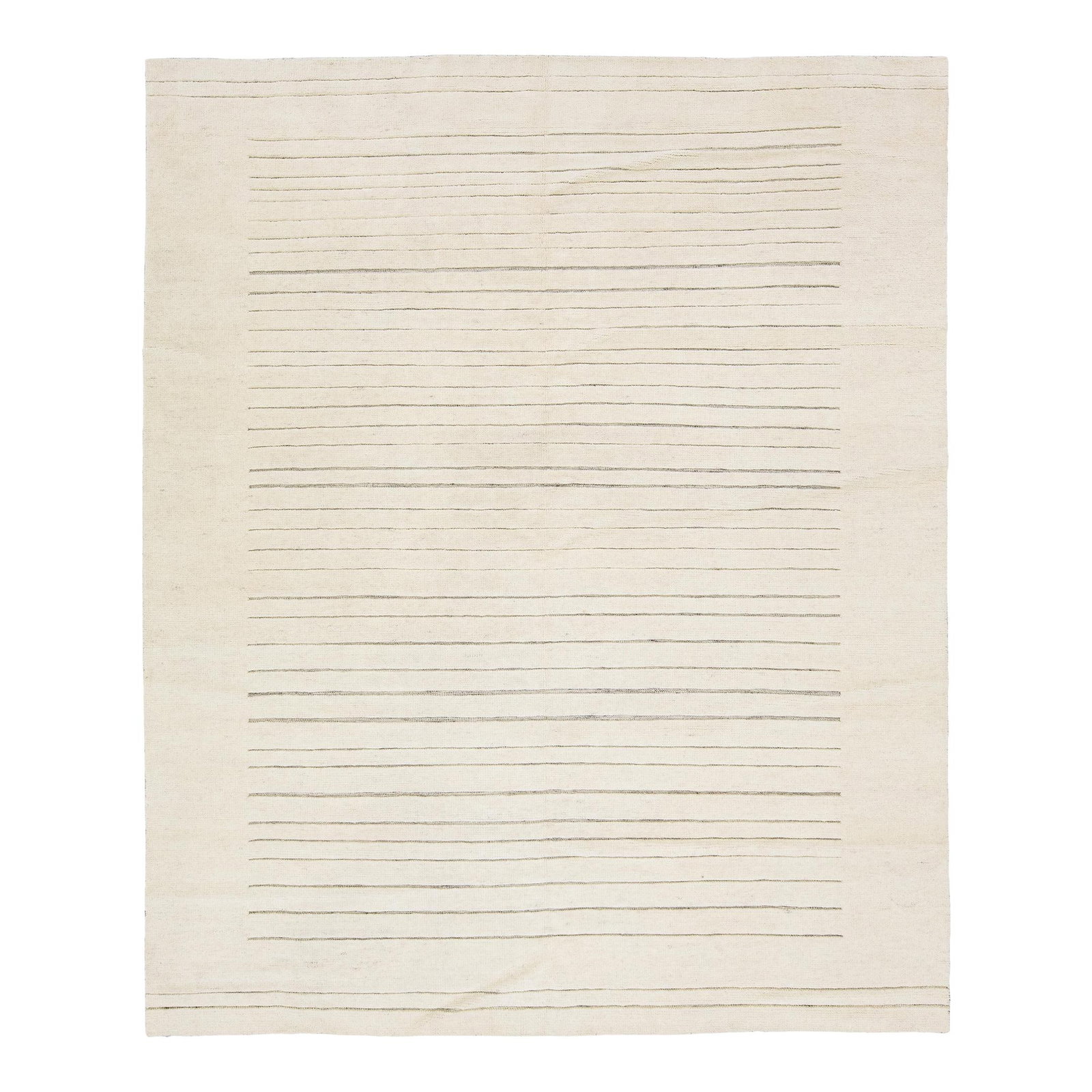 Handcrafted Modern Moroccan Ivory Wool Rug 8' x 10' Stripe Design (1 of 8)