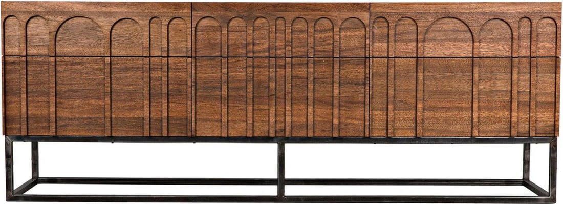 Noir Casanova French Style Sideboard Dark Walnut Industrial Steel (1 of 8)