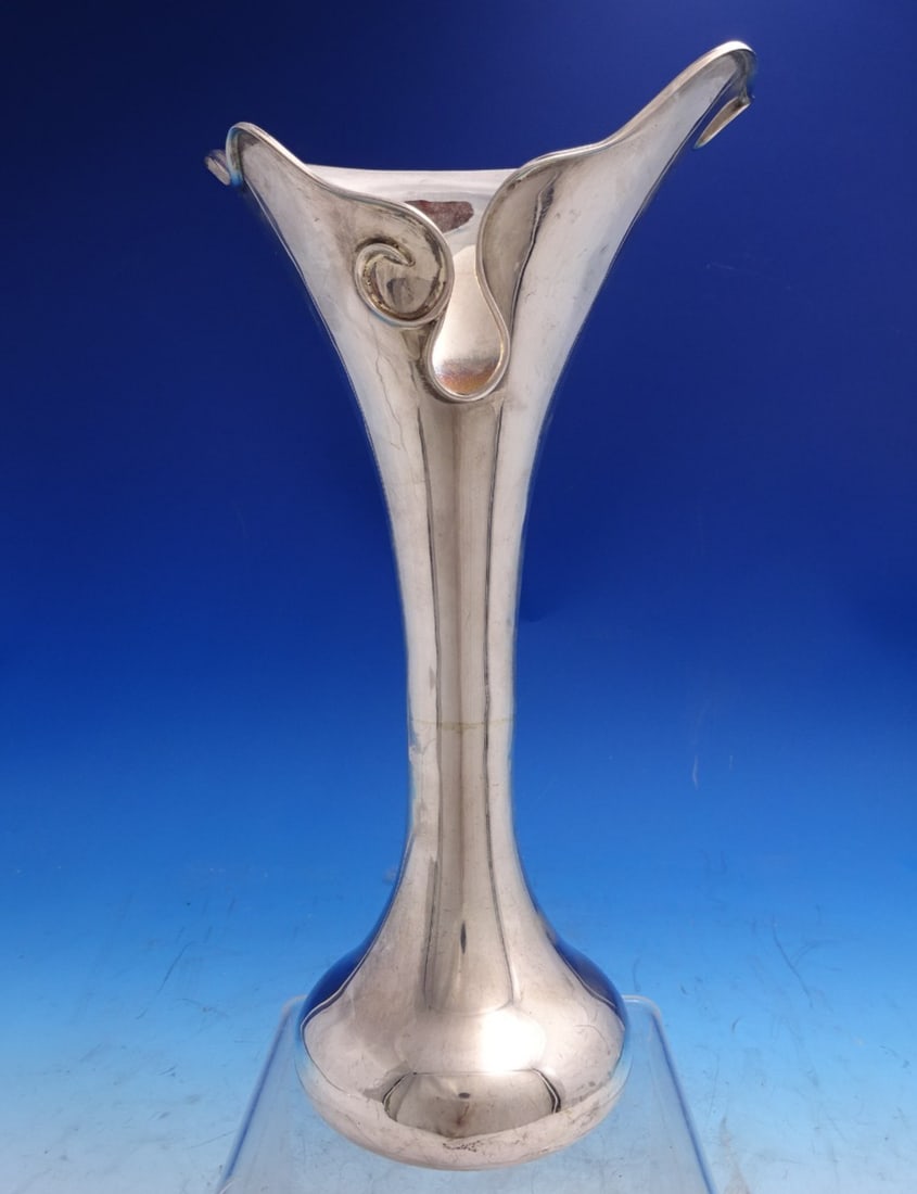 Modern Turkish 900 Silver Melda Vase 5 3/4 x 5 x 10 1/2 Inches (1 of 5)