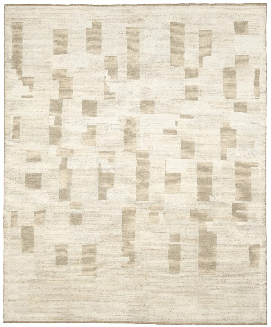 Modern Beige Wool Hand-Knotted Area Rug 8'2 x 10'2 ft Eco-Friendly (1 of 17)