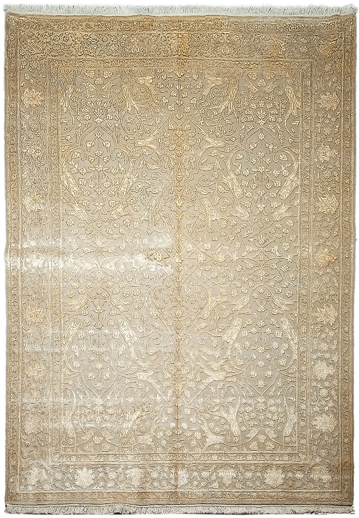 Exquisite 5.6 x 7.6 Handmade Indian Wool & Silk Rug (1 of 8)