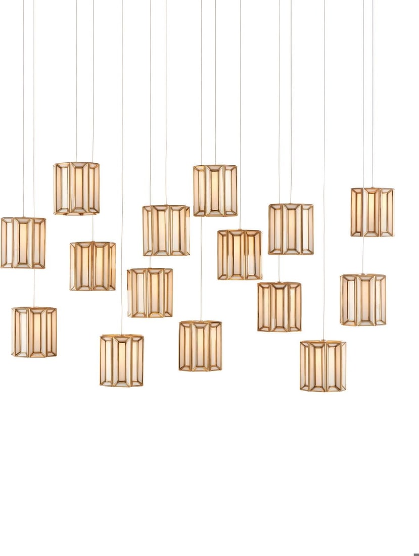 Currey Daze Brass Multi-Drop Pendant 15-Light Milk Glass (1 of 4)
