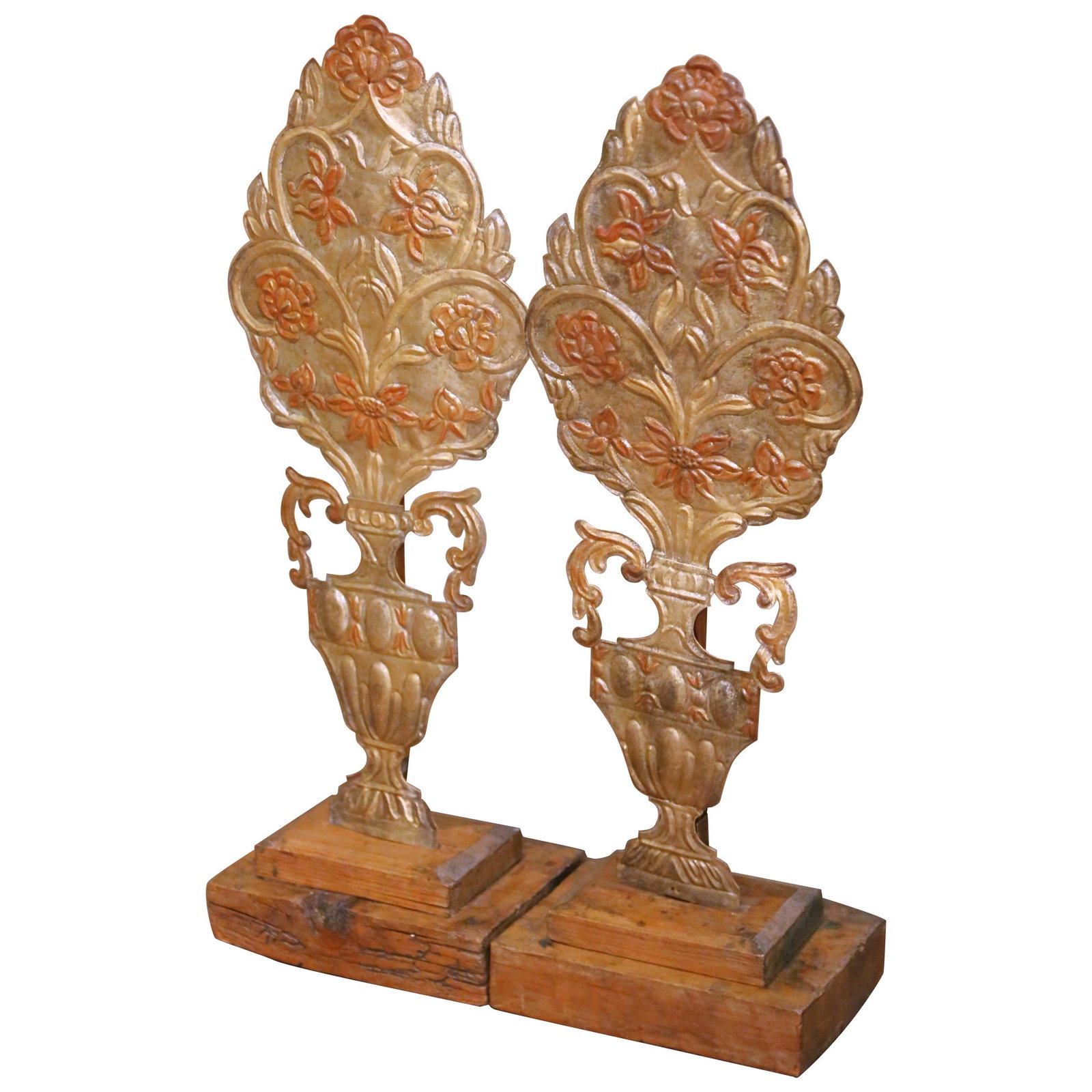 Set of 2 19th Century Italian Giltwood Urn Carvings Floral Motifs (1 of 10)