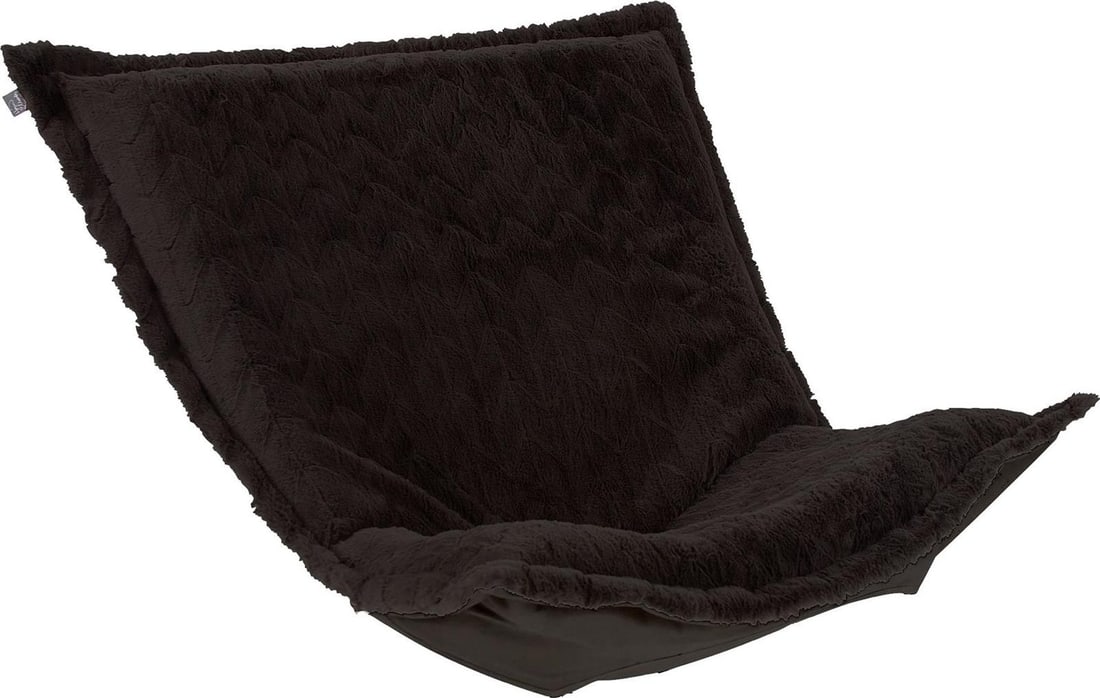 Howard Elliott Angora Puff Slipcover Pouf Ebony Finish (1 of 1)