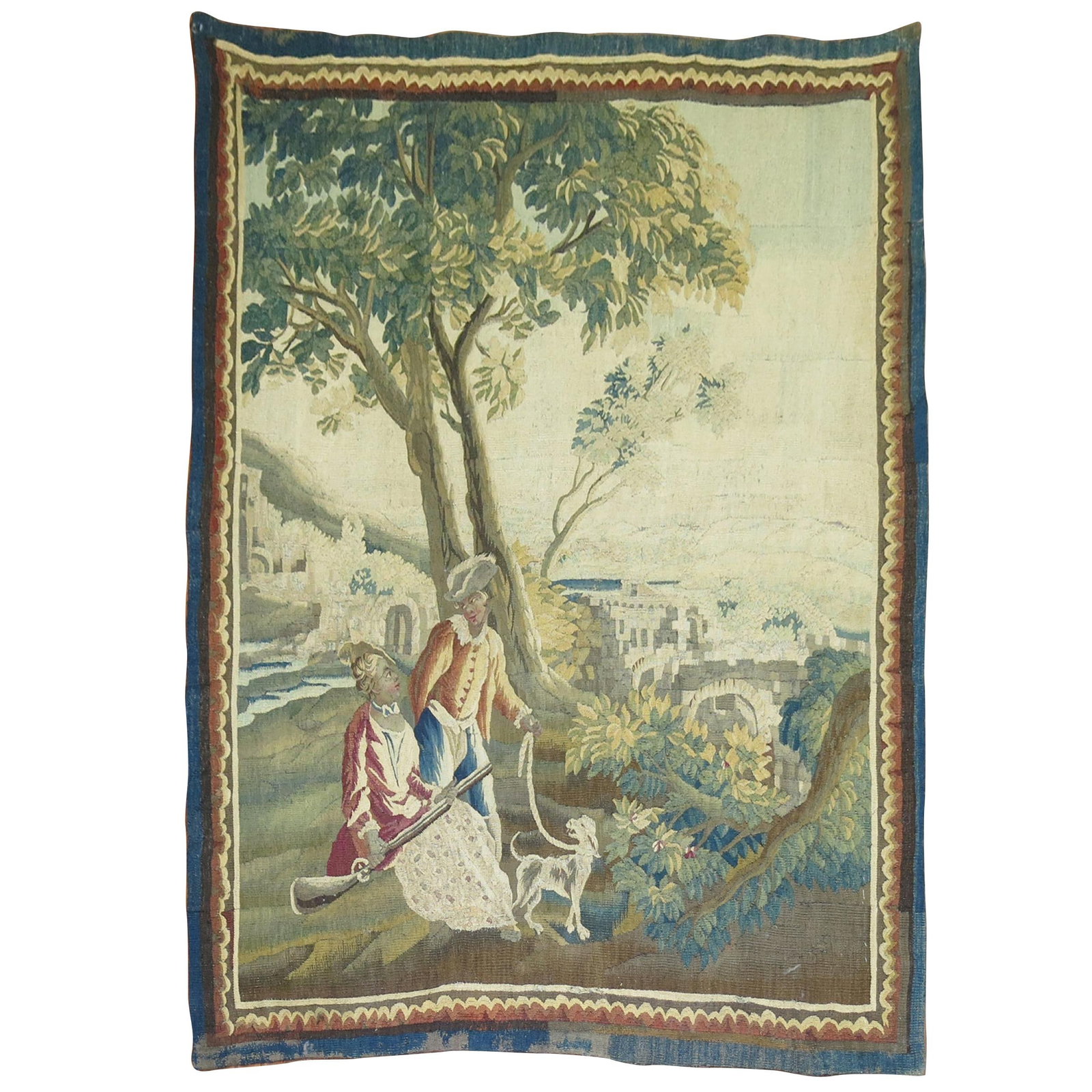 Authentic 18th Century French Wool Tapestry Folk Art 81 x 64: Authentic 18th Century French Wool Tapestry Folk Art 81 x 64 This exquisite antique French tapestry from the 18th century showcases a beautiful folk art style, intricately hand-woven from high-quality