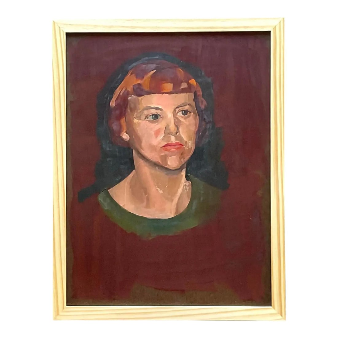 Bohemian Oil Painting Portrait on Board Framed Vintage Art: Bohemian Oil Painting Portrait on Board Framed Vintage Art This vintage boho original oil portrait on board features expressive brushwork and rich, warm coffee tones, capturing a detailed portrait wit