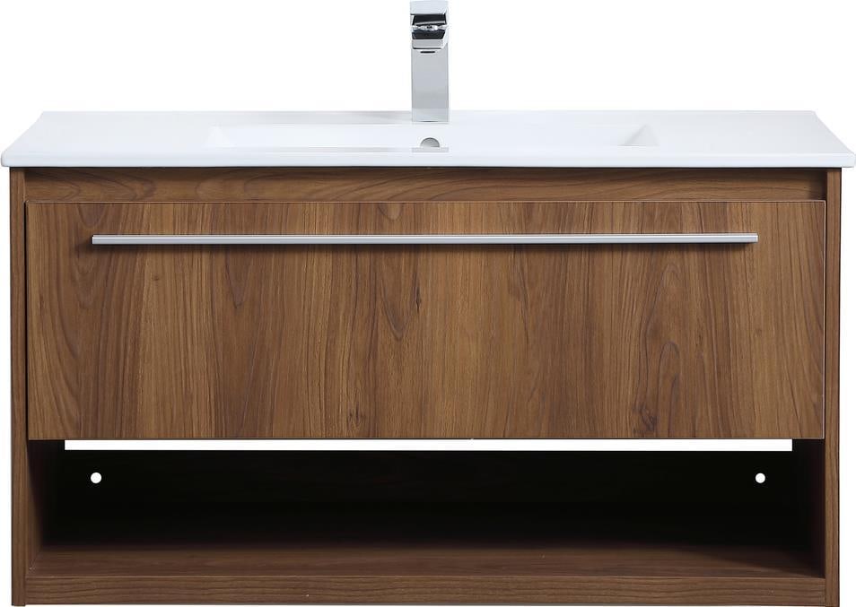 Elegant Lighting Floating Walnut Bathroom Vanity Mid-Century Modern (1 of 1)
