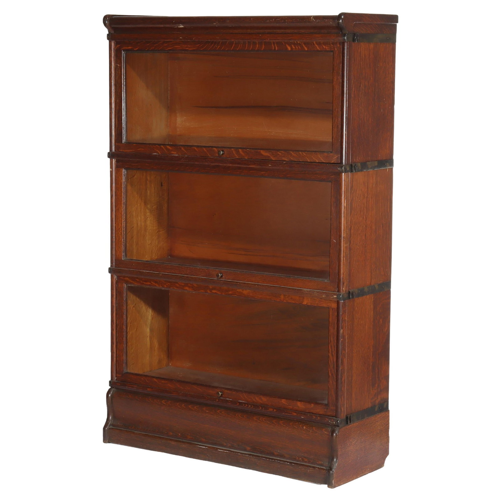 C1920 Antique Arts & Crafts Oak 3 Stack Barrister Bookcase (1 of 9)