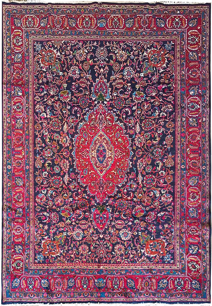 Timeless 9.10 x 12.6 Hand-Knotted Persian Rug in Rich Blue: Timeless 9.10 x 12.6 Hand-Knotted Persian Rug in Rich Blue Free continental US Shipping Transform your space with this stunning 9.10 x 12.6 Persian rug, showcasing a rich and classic blue hue that emb