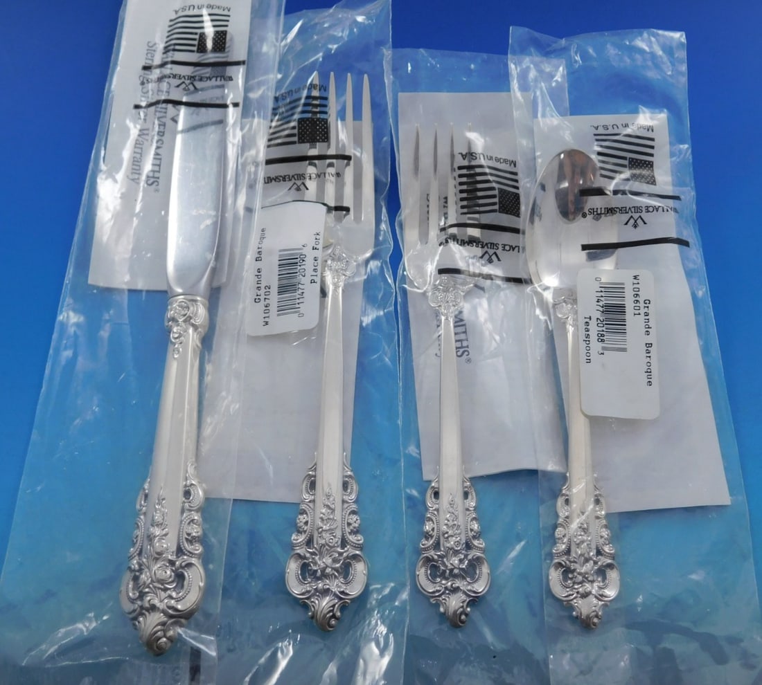 Wallace Grande Baroque Sterling Silver 32 Piece Flatware Service for 8 (1 of 4)