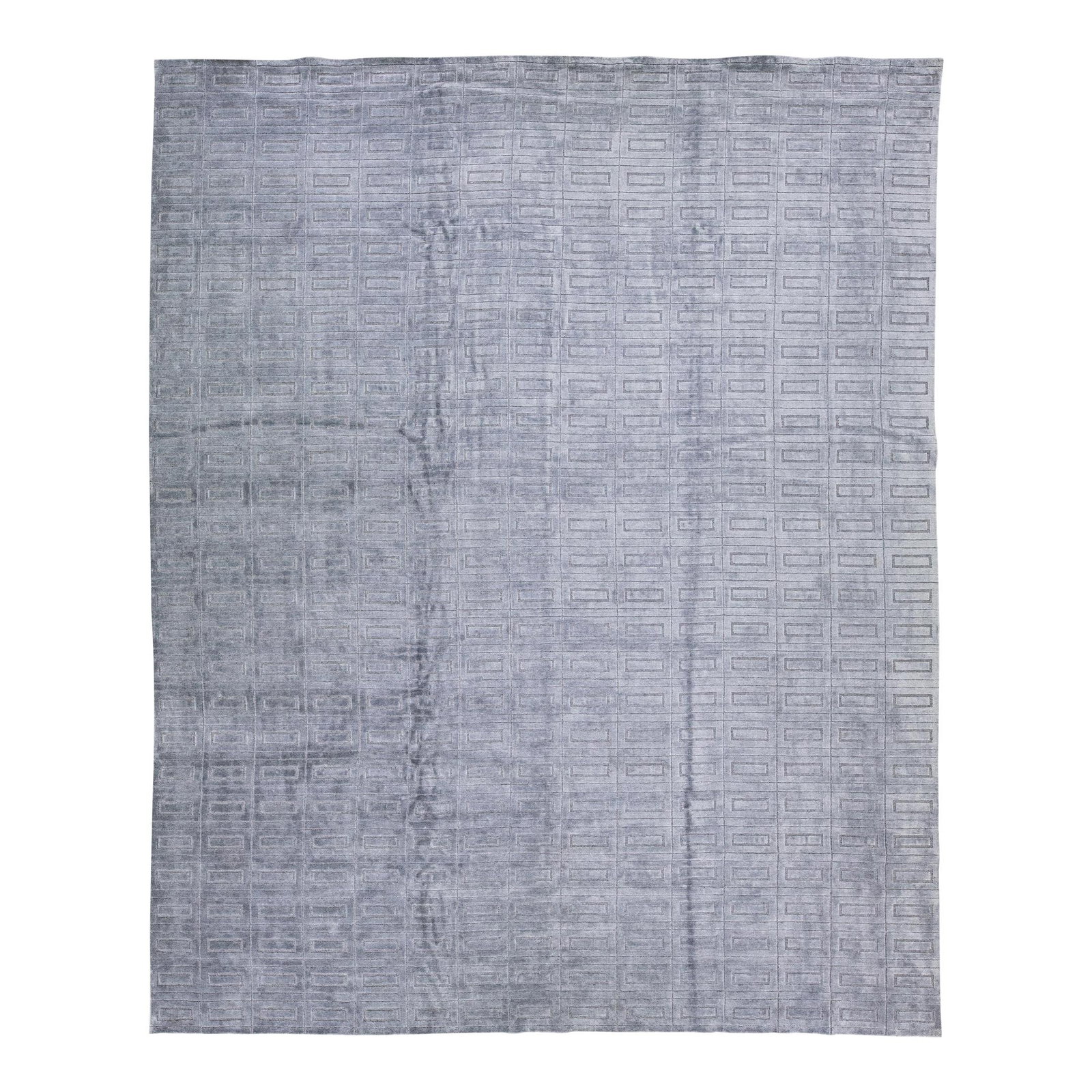 Contemporary Handmade Wool Silk Ikat Rug Gray Geometric 12'1 x 14'9 (1 of 8)