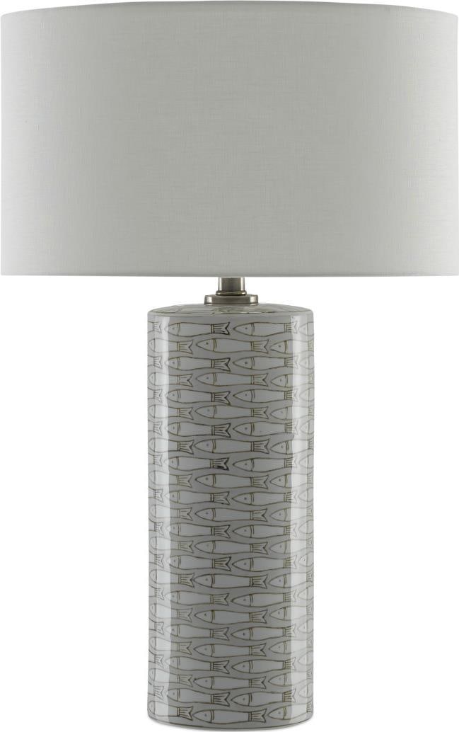 Currey Coastal Fisch Porcelain Table Lamp with Off-White Shade (1 of 2)