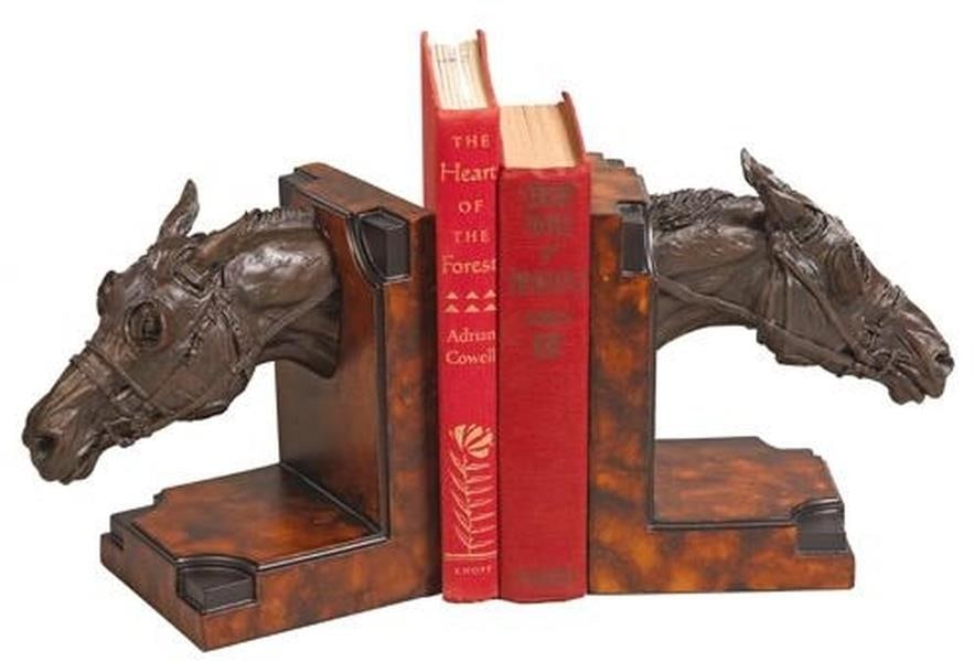 Belden Equestrian Bookends Hand-Cast Thoroughbred Design Lodge Style (1 of 1)