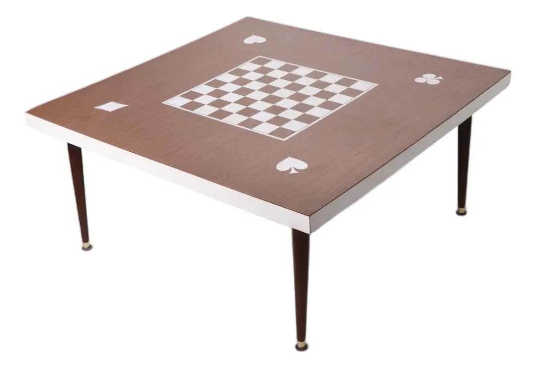 Vintage Formica Coffee Table with Faux Woodgrain Checkerboard Design (1 of 10)