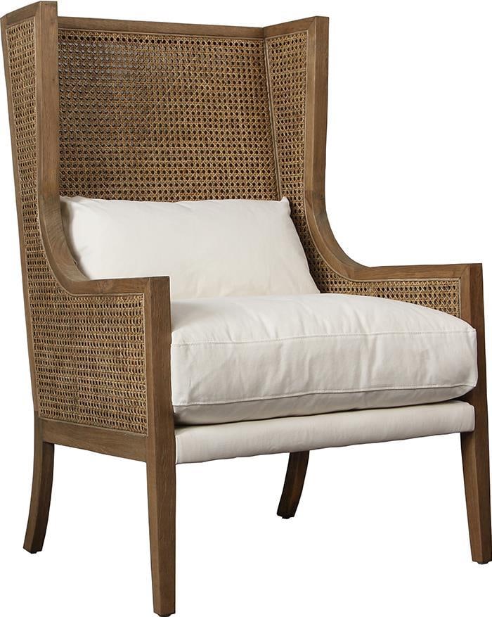 Mack Scandinavian Chair Natural Wood Cotton Upholstery (1 of 1)