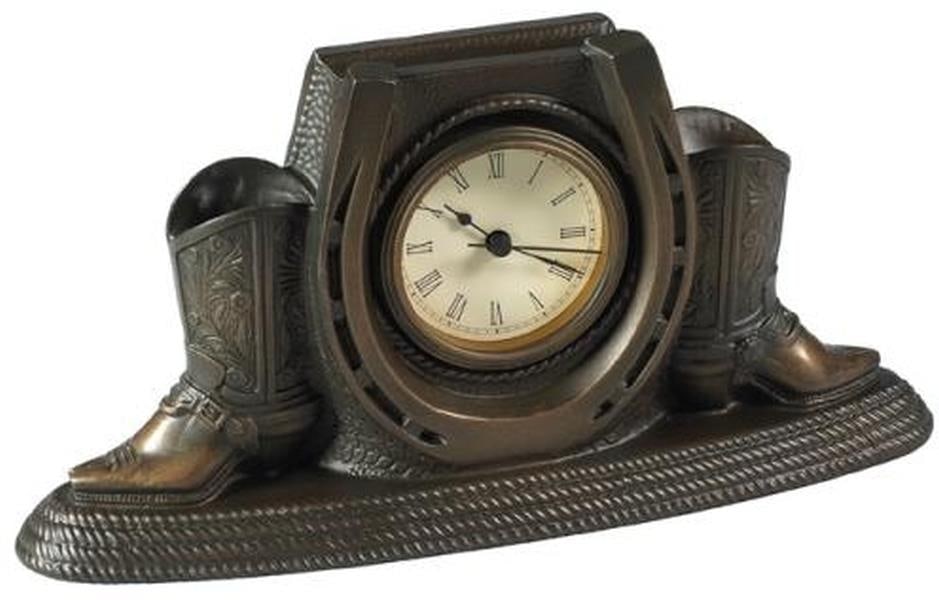 Rustic Lodge Style Boots Horseshoe Clock American West (1 of 1)