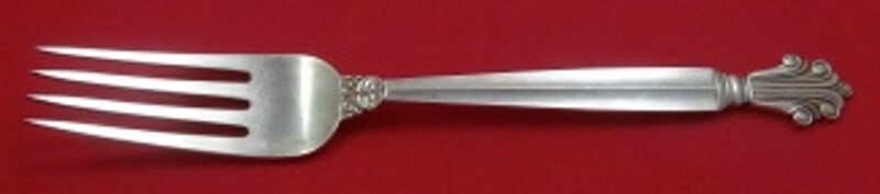 Georg Jensen Acanthus Sterling Silver Dinner Fork 7.75 Inch: Georg Jensen Acanthus Sterling Silver Dinner Fork 7.75 Inch This exquisite dinner fork features the elegant Acanthus pattern by Georg Jensen, crafted from high-quality sterling silver. Measuring 7 3/4