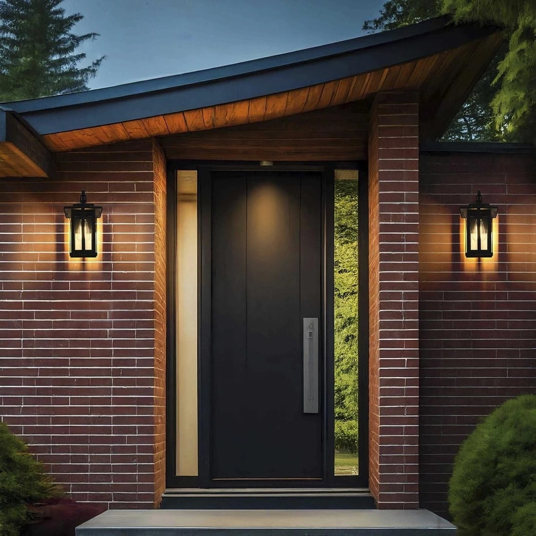Black Iron Glass Outdoor Wall Light 13.5 inch Wensley (1 of 9)