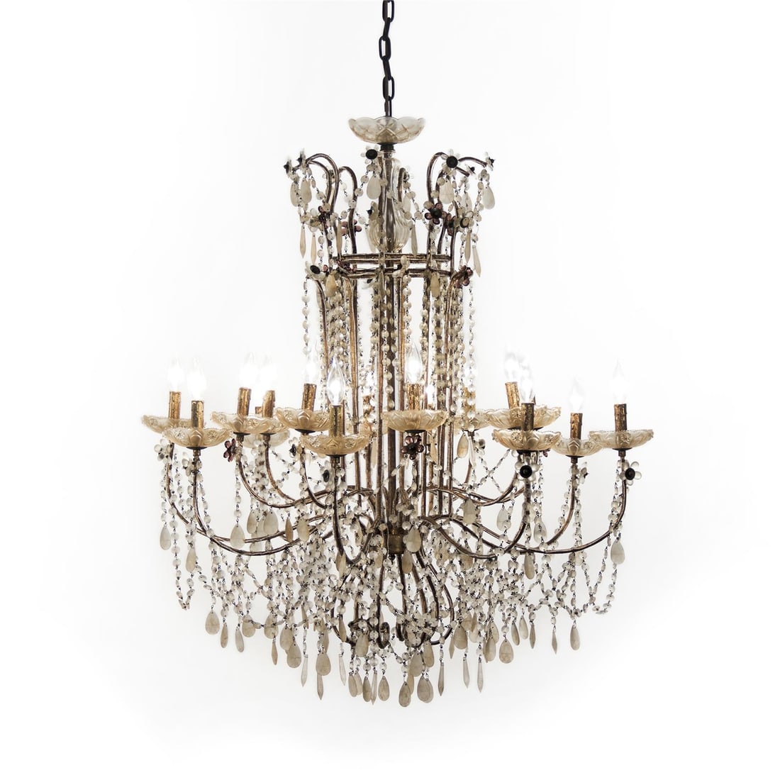 Lazzaro Ivory Brass Bowl Chandelier with Crystals French Country Style (1 of 4)