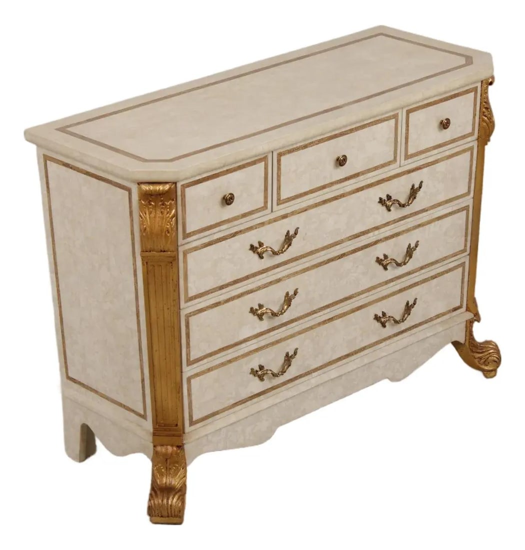 French Provincial Stone Top Commode Dresser Neoclassical Style (1 of 10)