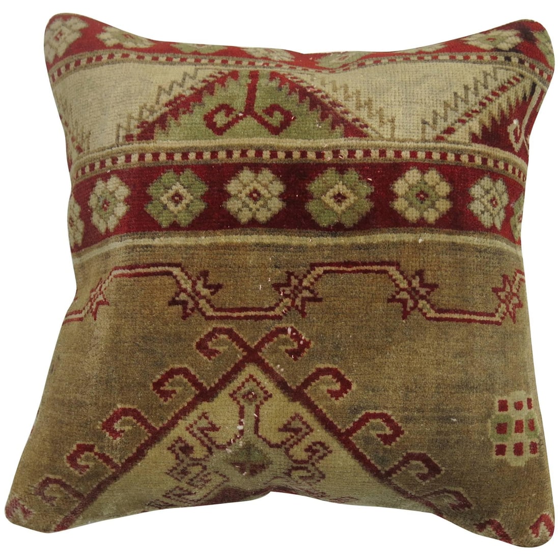 Antique Turkish Sivas Rug Pillow Oushak Style 17x17: Antique Turkish Sivas Rug Pillow Oushak Style 17x17 Transform your living space with this exquisite pillow crafted from an antique Turkish Sivas rug. This decorative piece showcases the charming Ousha