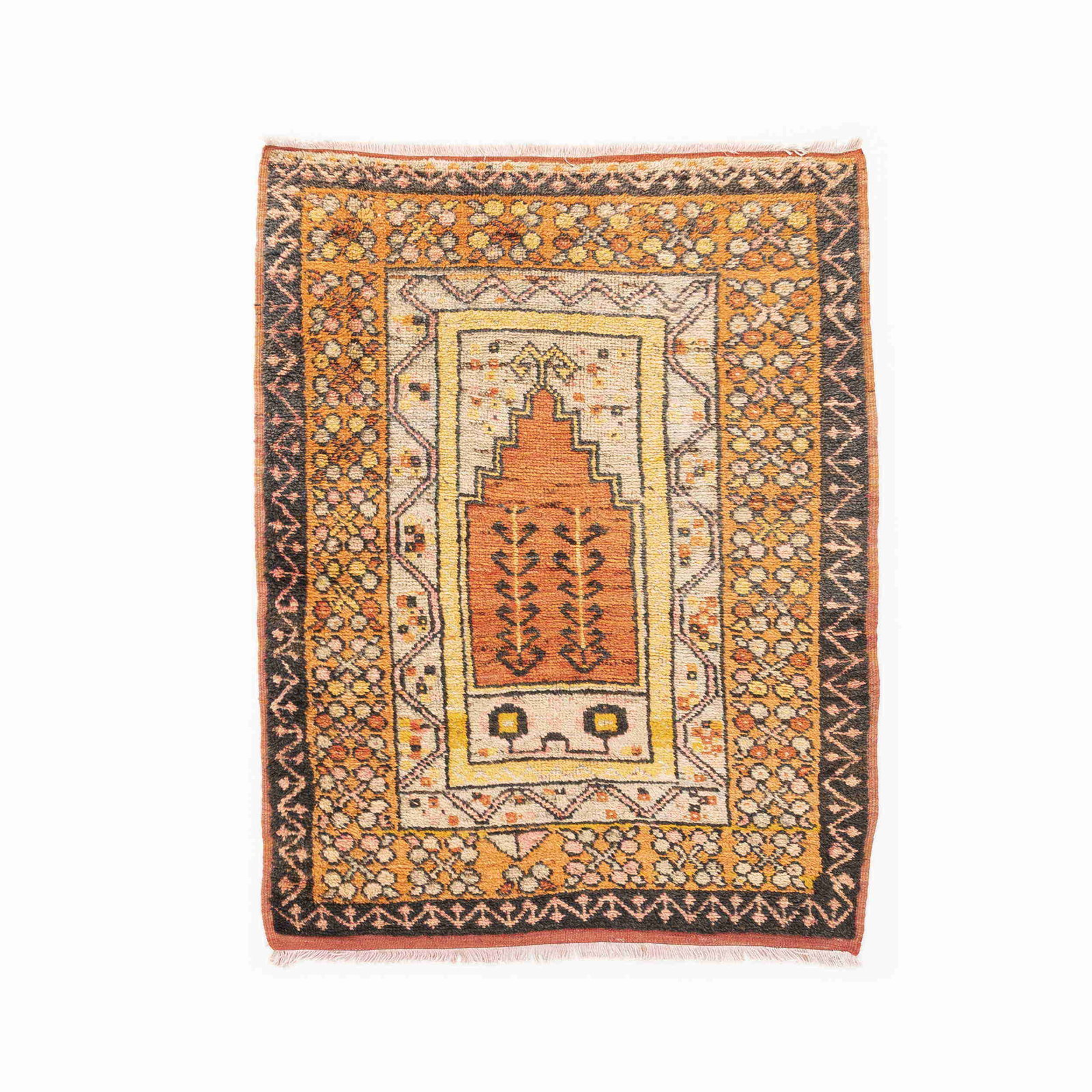 Handmade Anadol Wool Carpet 46.1 x 59.1 Inch: Handmade Anadol Wool Carpet 46.1 x 59.1 Inch Discover the beauty of this authentic handmade Anadol carpet, crafted with care from high-quality wool on wool. This exquisite piece showcases a traditiona