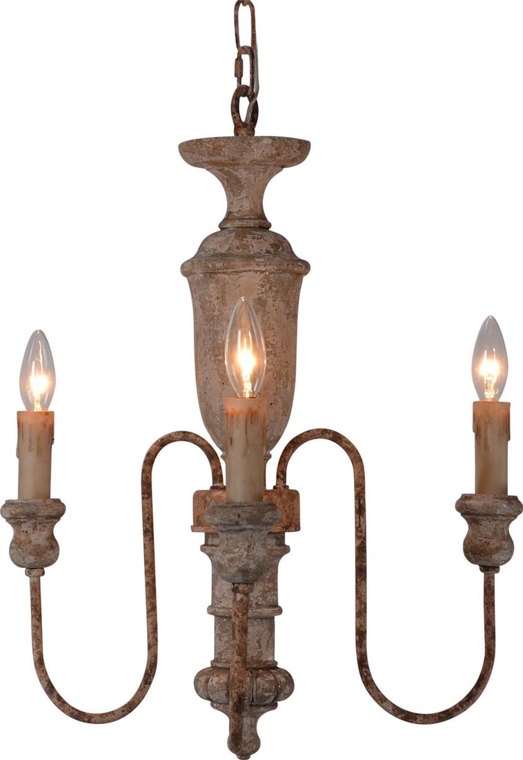 Alina 3-Arm Bowl Chandelier in Washed Gray Rustic Finish (1 of 1)