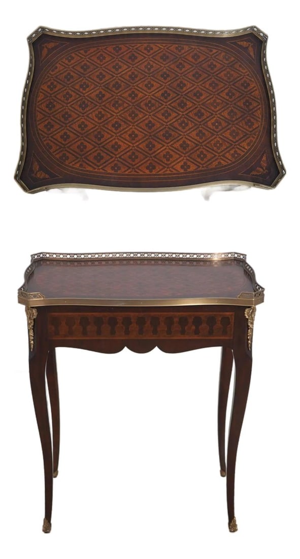 Theodore Alexander Althorp Collection Parquetry Table with Brass Trim (1 of 10)